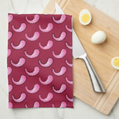 Roze paisley op bordeauxrood theedoek (Quarter Fold)