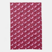 Roze paisley op bordeauxrood theedoek (Verticaal)