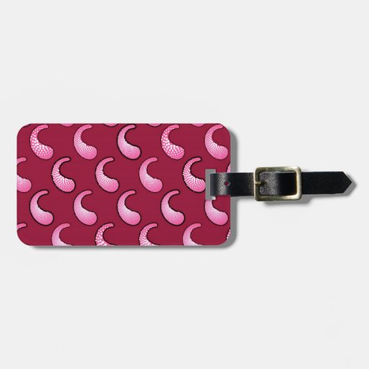 Roze paisley op maroon bagagelabel (Voorkant horizontaal)