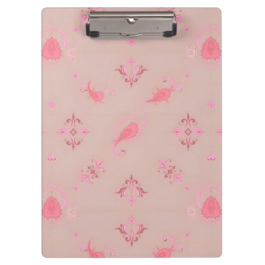 Roze Paisley Pattern Klembord (Voorkant)