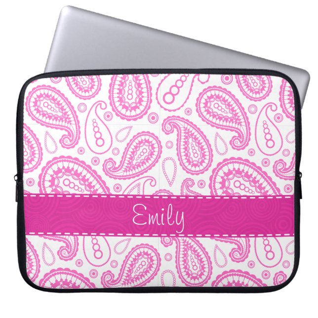Roze Paisley Pattern Laptop Sleeve (Voorkant)