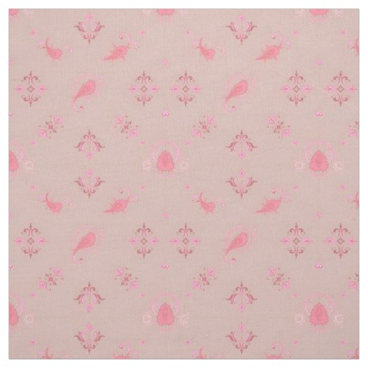 Roze Paisley Pattern Stof (Swatch)