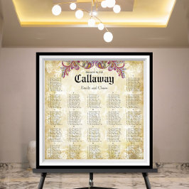 Roze Paisley Peacock Reception Seining Chart Poster