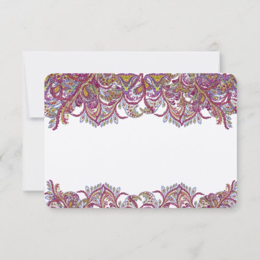 Roze Paisley Peacock Wedding RSVP (Achterkant)