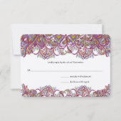 Roze Paisley Peacock Wedding RSVP (Voorkant)