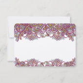 Roze Paisley Peacock Wedding RSVP Kaartje (Achterkant)