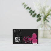 roze paisley :  qr-code visitekaartje (Staand voorkant)
