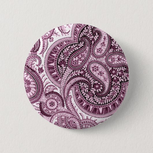 Roze Paisley Ronde Button 5,7 Cm (Voorkant)