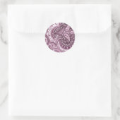 Roze Paisley Ronde Sticker (Tas)