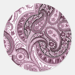 Roze Paisley Ronde Sticker