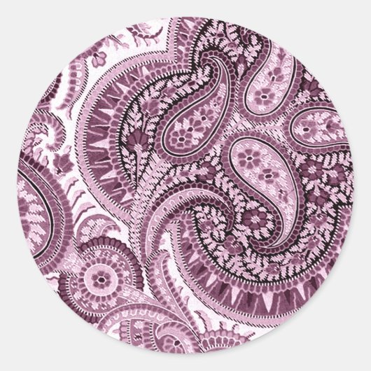 Roze Paisley Ronde Sticker (Voorkant)