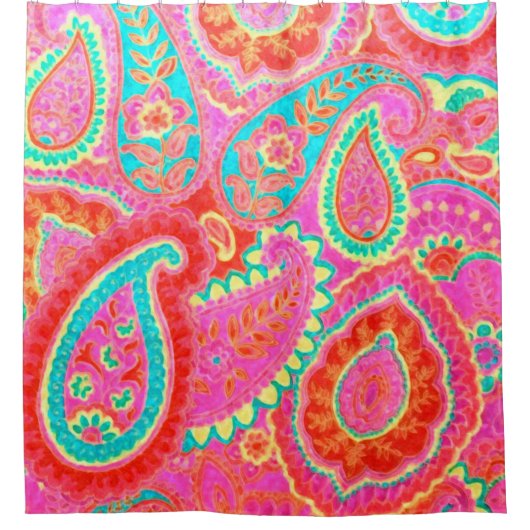 Roze Paisley Shower Curtain Douchegordijn (Voorkant)