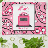 Roze Paisley & Stove persoonlijke keukenhanddoeken (Gevouwen)