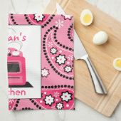 Roze Paisley & Stove persoonlijke keukenhanddoeken (Quarter Fold)