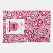 Roze Paisley & Stove persoonlijke keukenhanddoeken (Horizontaal)