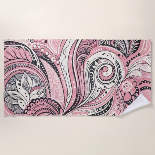 Roze Paisley The Home Studio badhanddoek (Voorkant)