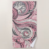 Roze Paisley The Home Studio badhanddoek (Voorkant)