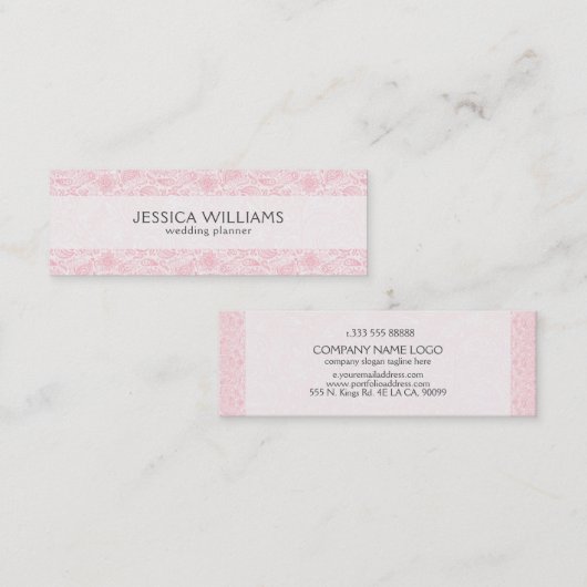 Roze  Paisley Wedding Planner Mini Visitekaartje (Voorkant / Achterkant)