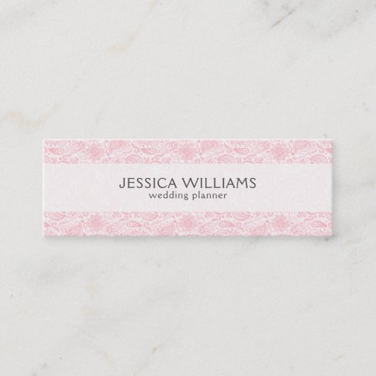 Roze  Paisley Wedding Planner Mini Visitekaartje (Voorkant)