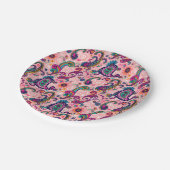  roze paisleypatroon papieren bordje (Gekanteld)