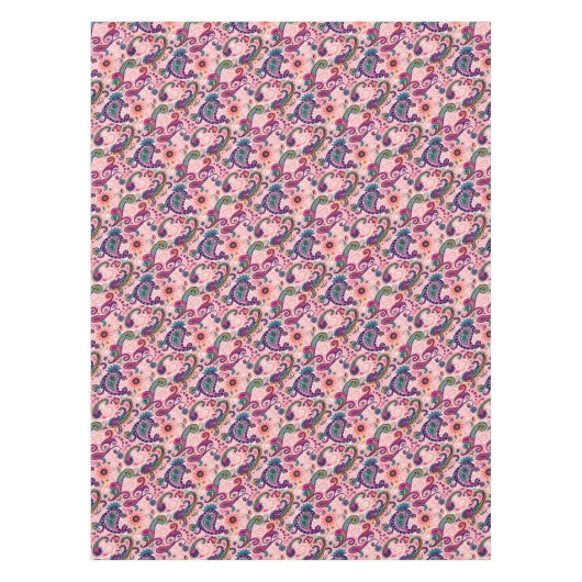roze paisleypatroon tafelkleed (Voorkant)