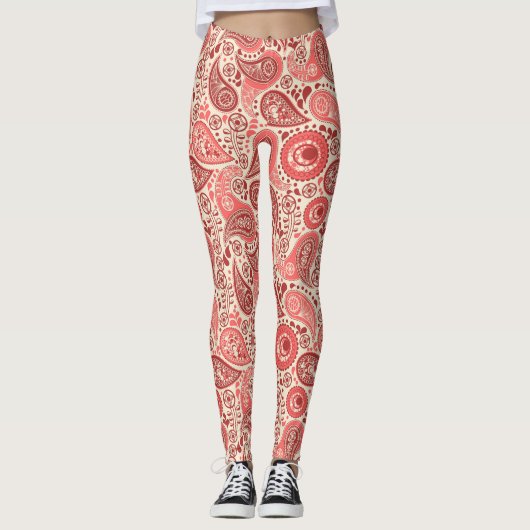   roze paissleypatroon leggings (Voorkant)
