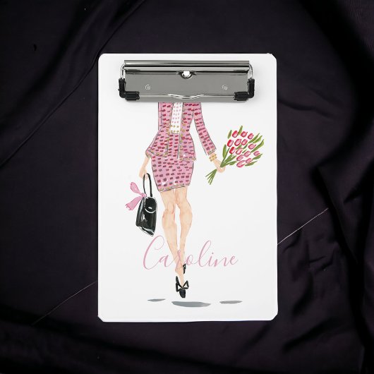 Roze pak zwart portemonnee bloemen vrouw chique Mo Mini Klembord