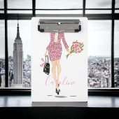 Roze pak zwart portemonnee bloemen vrouw chique Mo Mini Klembord