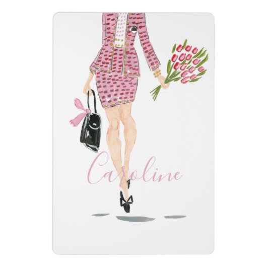 Roze pak zwart portemonnee bloemen vrouw chique Mo Mini Klembord (Achterkant)