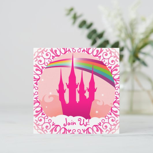 Roze Paleis Uitnodiging (Staand voorkant)