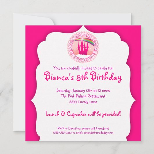 Roze Paleis Uitnodiging (Achterkant)