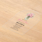 Roze Palet Ranunculus Metselwerk Pot Bruidsdiner Acryl Uitnodigingen (Laagn)