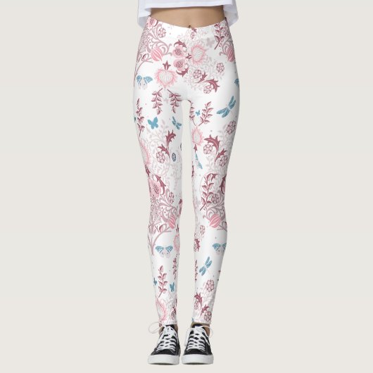Roze palet William Morris Design Leggings (Voorkant)