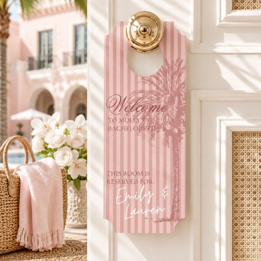 Roze Palm Beach Meidenavond Deurhanger