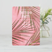 Roze Palm Birthday Uitnodiging (Staand voorkant)