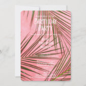 Roze Palm Birthday Uitnodiging (Voorkant)