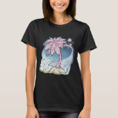 Roze Palm & Blue Bird T-shirt voor dames (Voorkant)