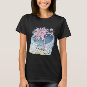 Roze Palm & Blue Bird T-shirt voor dames