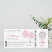 Roze palm Boarding Pass to Thailand Weddenschap Kaart (Staand voorkant)