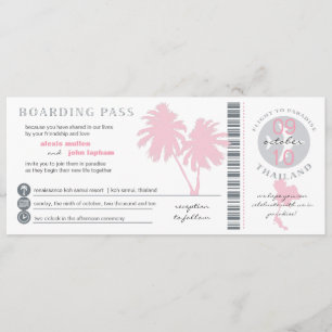 Roze palm Boarding Pass to Thailand Weddenschap Kaart
