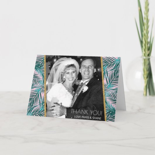 Roze Palm Gevouwen Dank u kaart 5x7 (Voorkant)