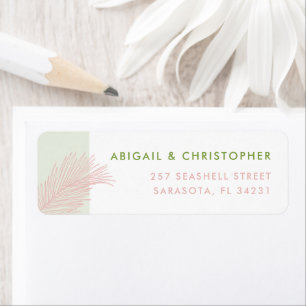Roze palm Leaf Tropical Beach Return Address Etiket