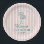 Roze Palm Lente Pastel Strand Bruidsfeest Activite Papieren Bordje<br><div class="desc">Zie elkaar in de palmen! Onze Palm Springs Party Collection is een dromerige mix van vintage strand cabana charme en pastel perfectie. Met zachte strepen, wuivende palmbomen en een vleugje retro glamour brengt deze collectie de magie van een zonnige vakantie naar je feest. Of je nu een vrijgezellenfeest, bruidsdouche of...</div>