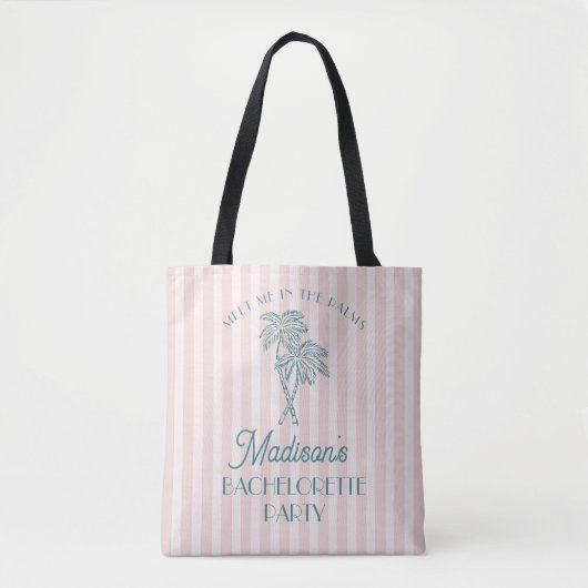 Roze Palm Lente Pastel Strand Bruidsfeest Feest Tote Bag (Voorkant)