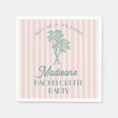 Roze Palm Lente Pastel Strand Bruidsfeestje Servet (Voorkant)
