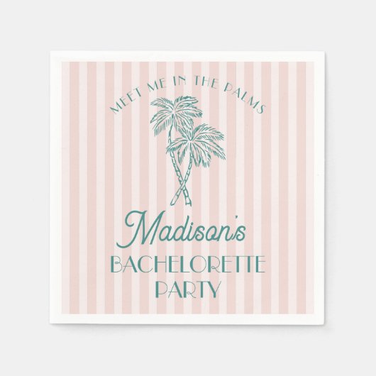 Roze Palm Lente Pastel Strand Bruidsfeestje Servet (Voorkant)