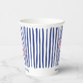 Roze Palm Pair op Blue Stripes Bachelorette Party Papieren Bekers (Rechts)