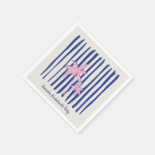 Roze Palm Pair op Blue Stripes Bachelorette Party Servet (Hoek)