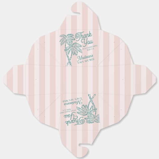 Roze Palm Spring Pastel Beach Baby shower Bedankdoosjes (Ongevouwen)