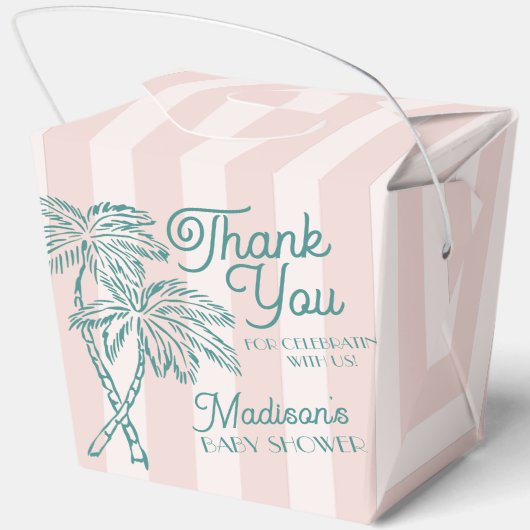 Roze Palm Spring Pastel Beach Baby shower Bedankdoosjes (Achterkant)